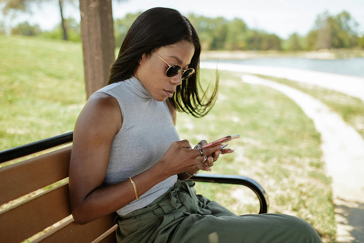 Young Lady using cellphone